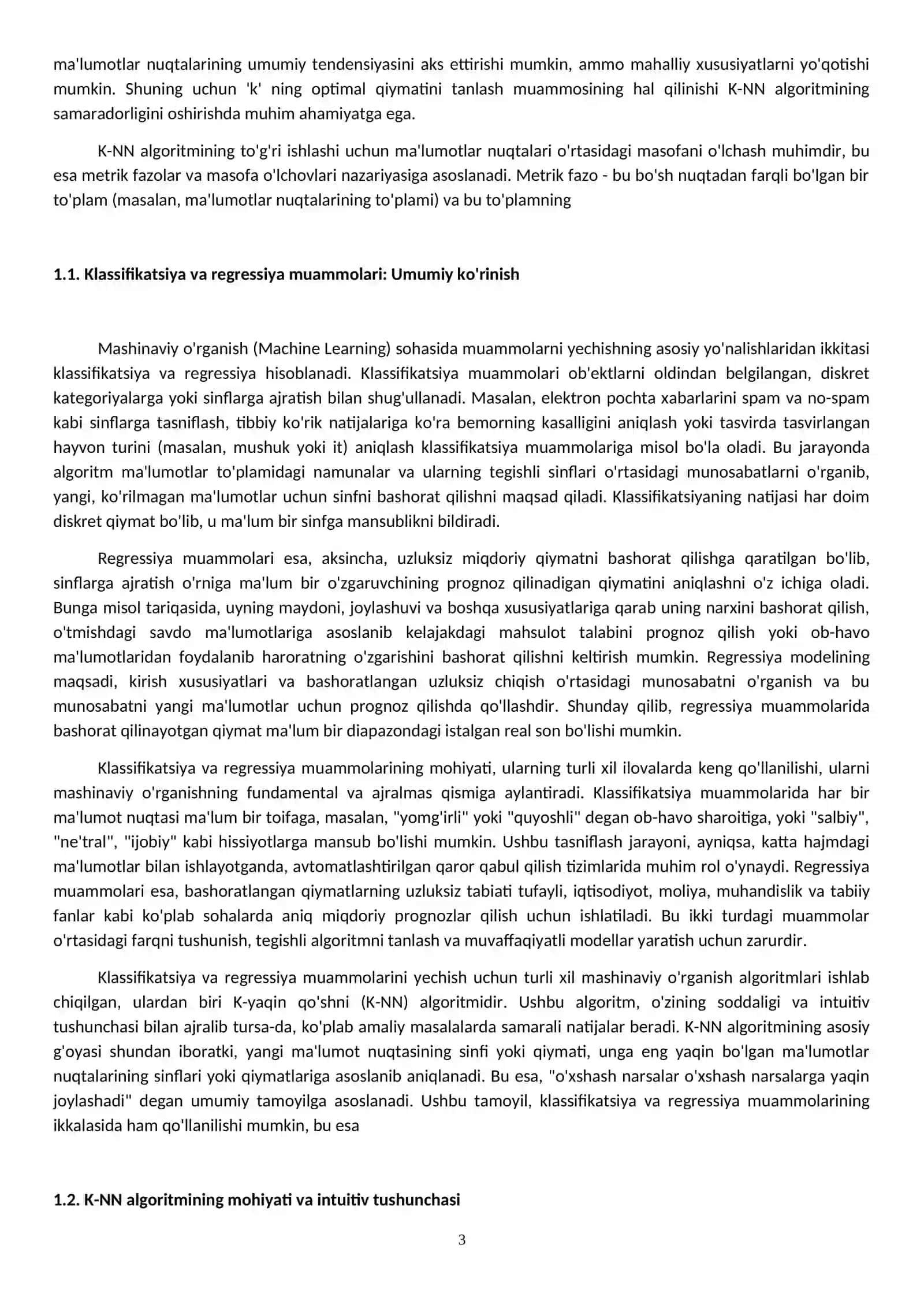 K-yaqin qo'shni (K-NN) algoritmi va uning samaradorligi 4