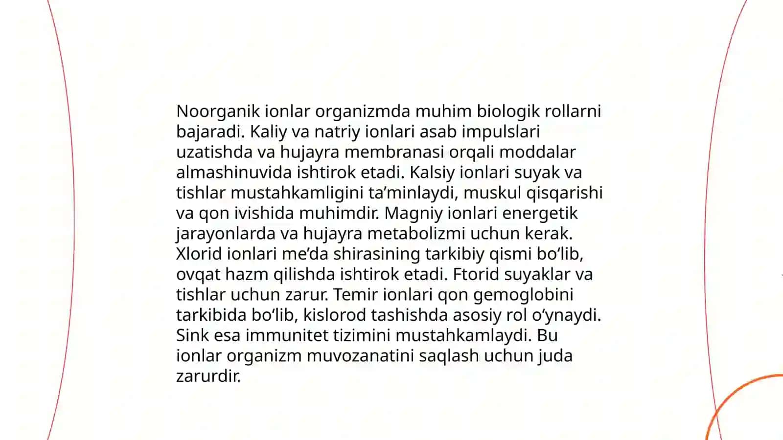 Noorganik ionlar, ularning funksiyalari 4