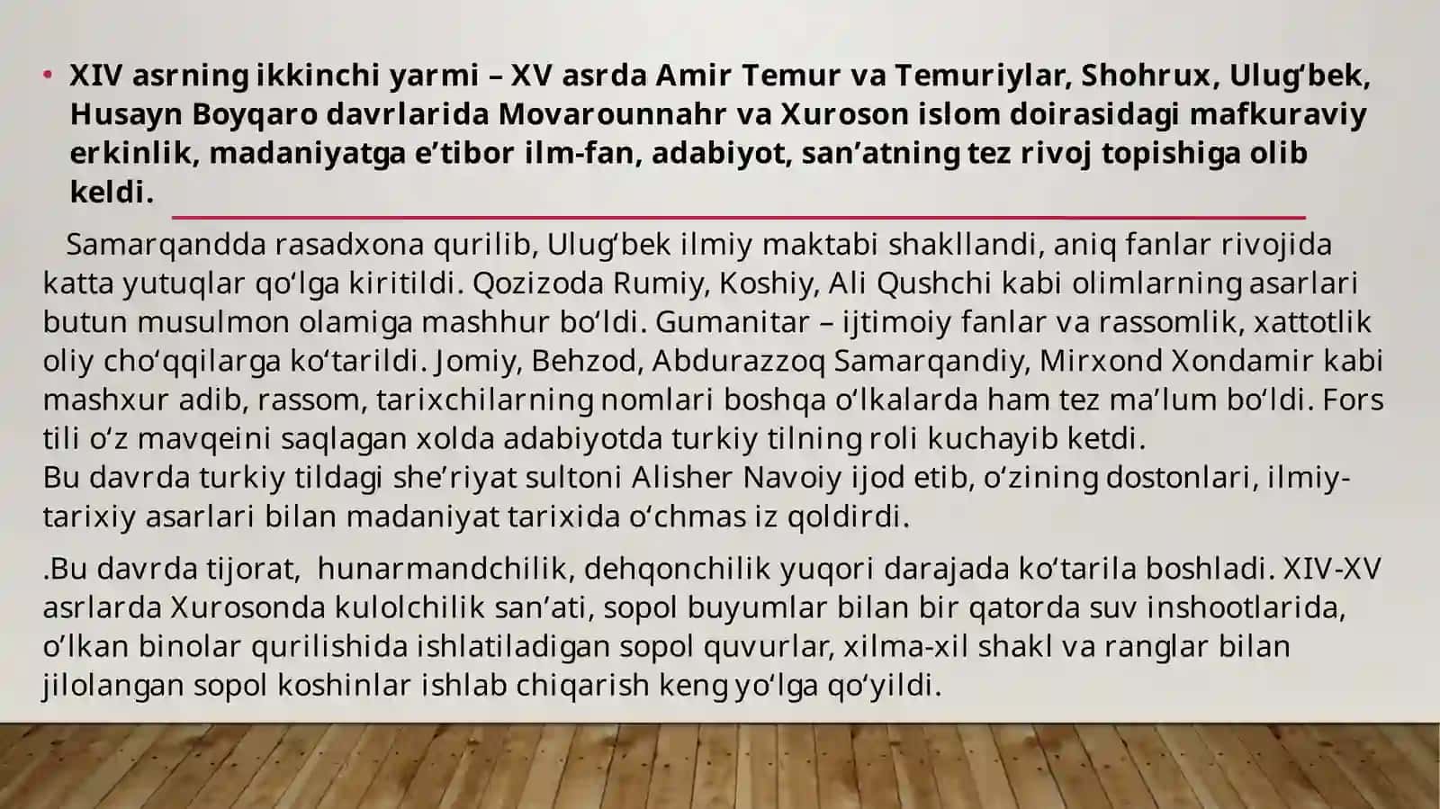 Temuriylar davrida (11Renessans)  ta’lim – tarbiya va g’oyalar taraqqiyoti 4