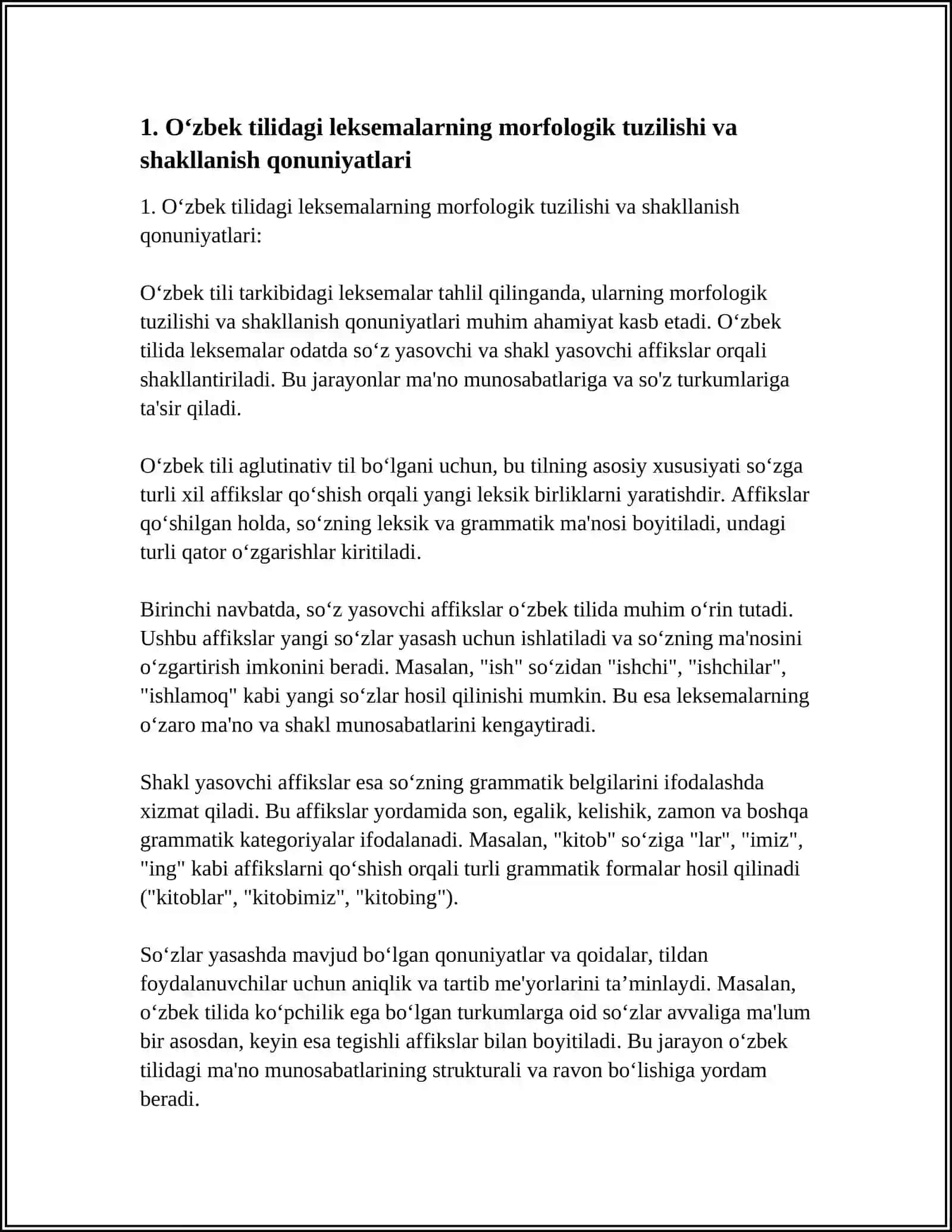 ÓZBEK TILIDAGI LEKSEMALARNING SHAKL VA MA'NO MUNOSABATLARI 4