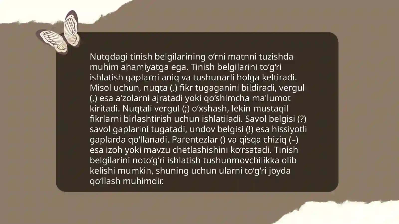 Tinish belgilarini ishlatilishi va semantik ma'nolari 4