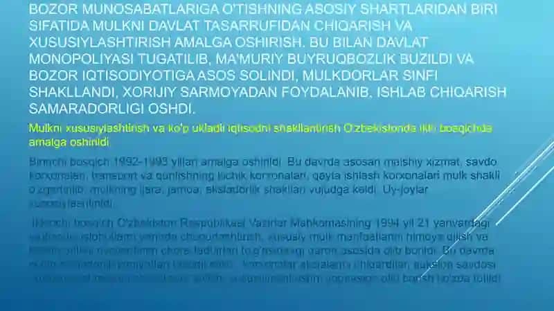 O‘zbekistonda bozor munosabatlarining rivojlanishi 4