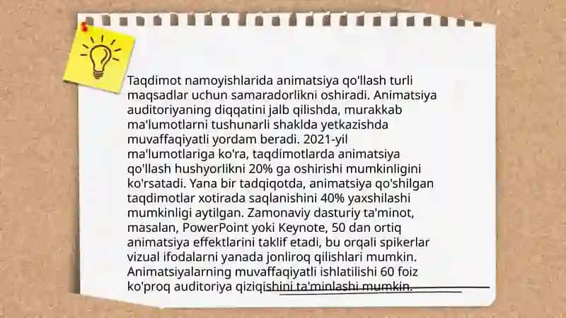 Animatsiya effektlari.Taqdimot namoyishini boshqarish. 4