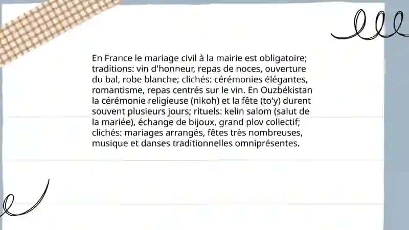 La comparaison des traditions francaises et ouzbeks. Les stereotypes 4