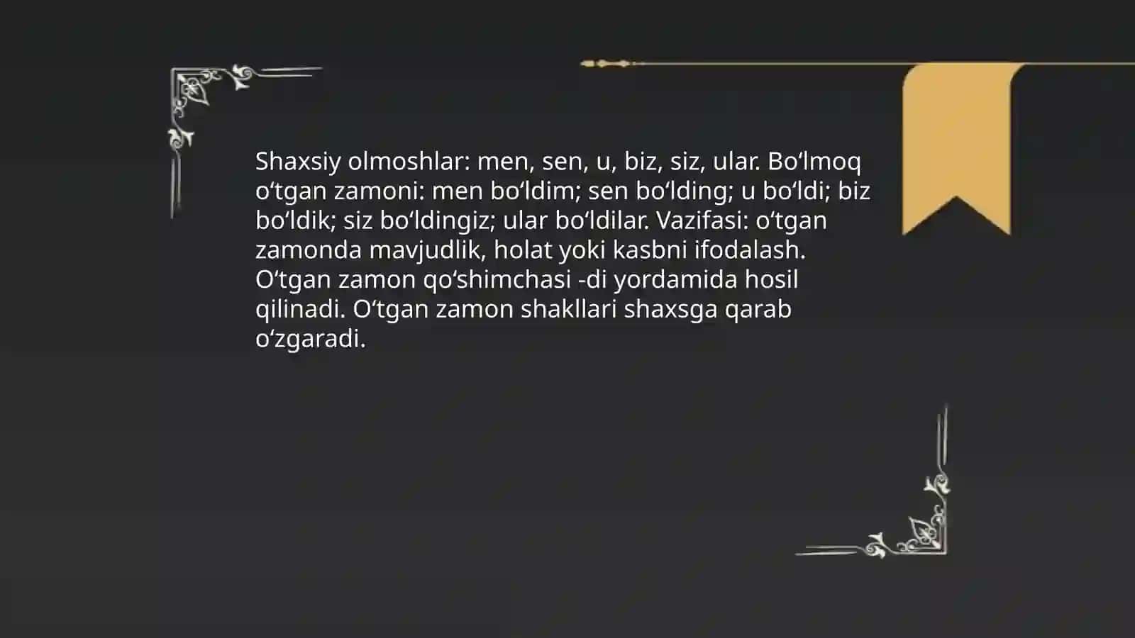 Shaxsiy olmoshlar (Pronouns) va "bo‘lmoq" (to be) 4
