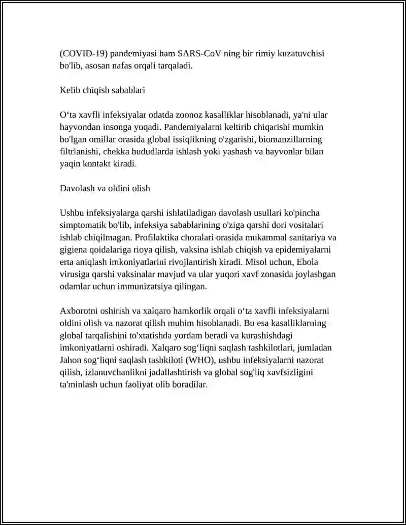 OʻTA XAVFLI INFEKSIYALAR HAQIDA TUSHUNCHA 4
