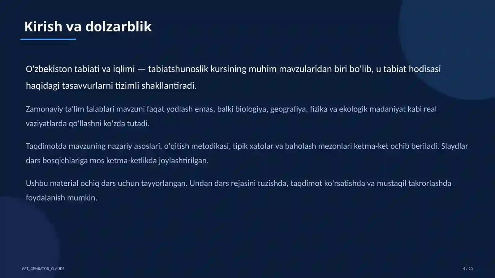 O'zbekiston tabiati va iqlimi (4-sinf) 4