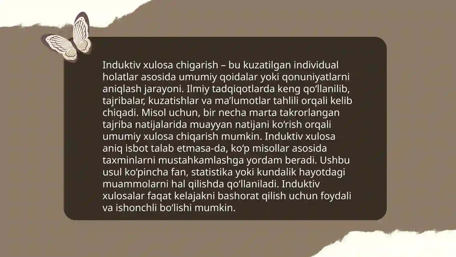 Xulosa chiqarishning mohiyati 4