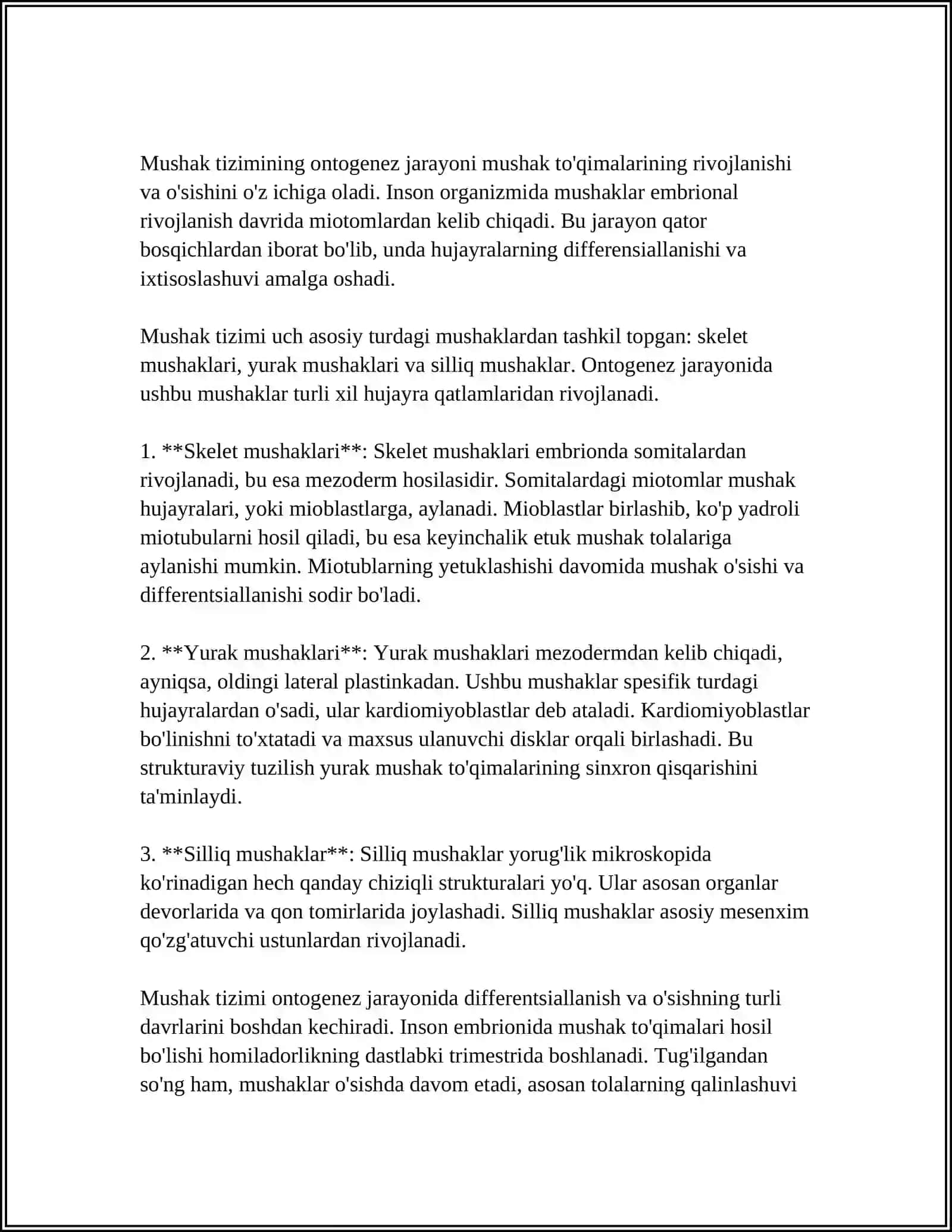 MUSKUL SISTEMASI FILO- VA ONTOGENEZI 4