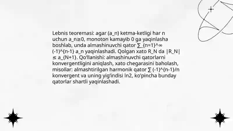 Ishorasi almashinuvchi qatorlar 4