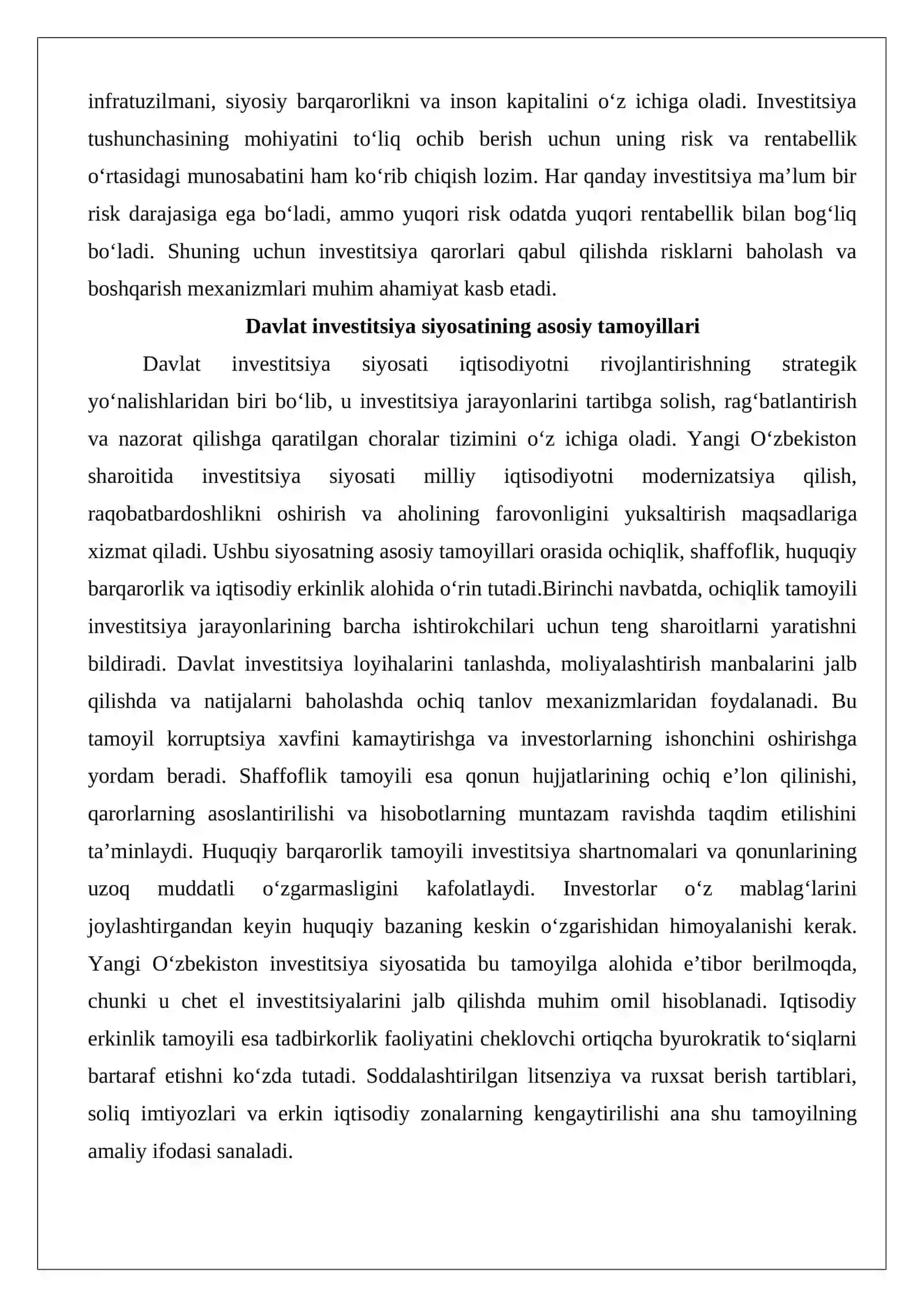 Yangi O’zbekistonning investitsiya dasturi yo’nalishlari 4