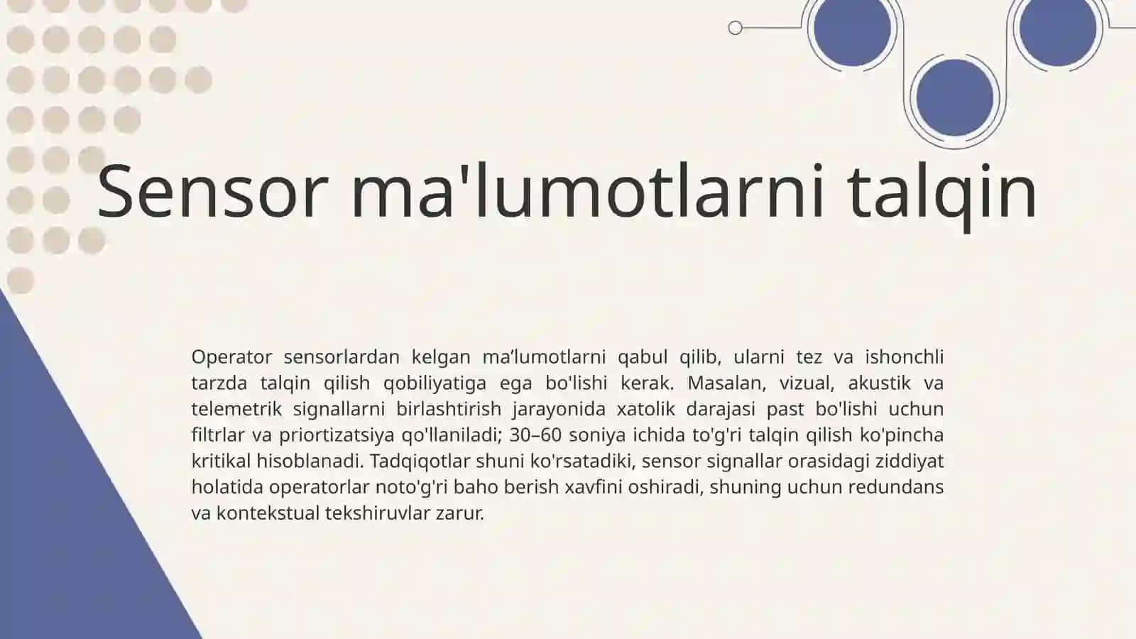 Operatorning faoliyatida bilish jarayonlarining o’rni 4