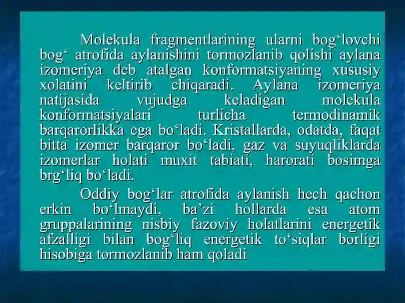 Ichki molikulyar aylanish va Konformatsiyalar 4