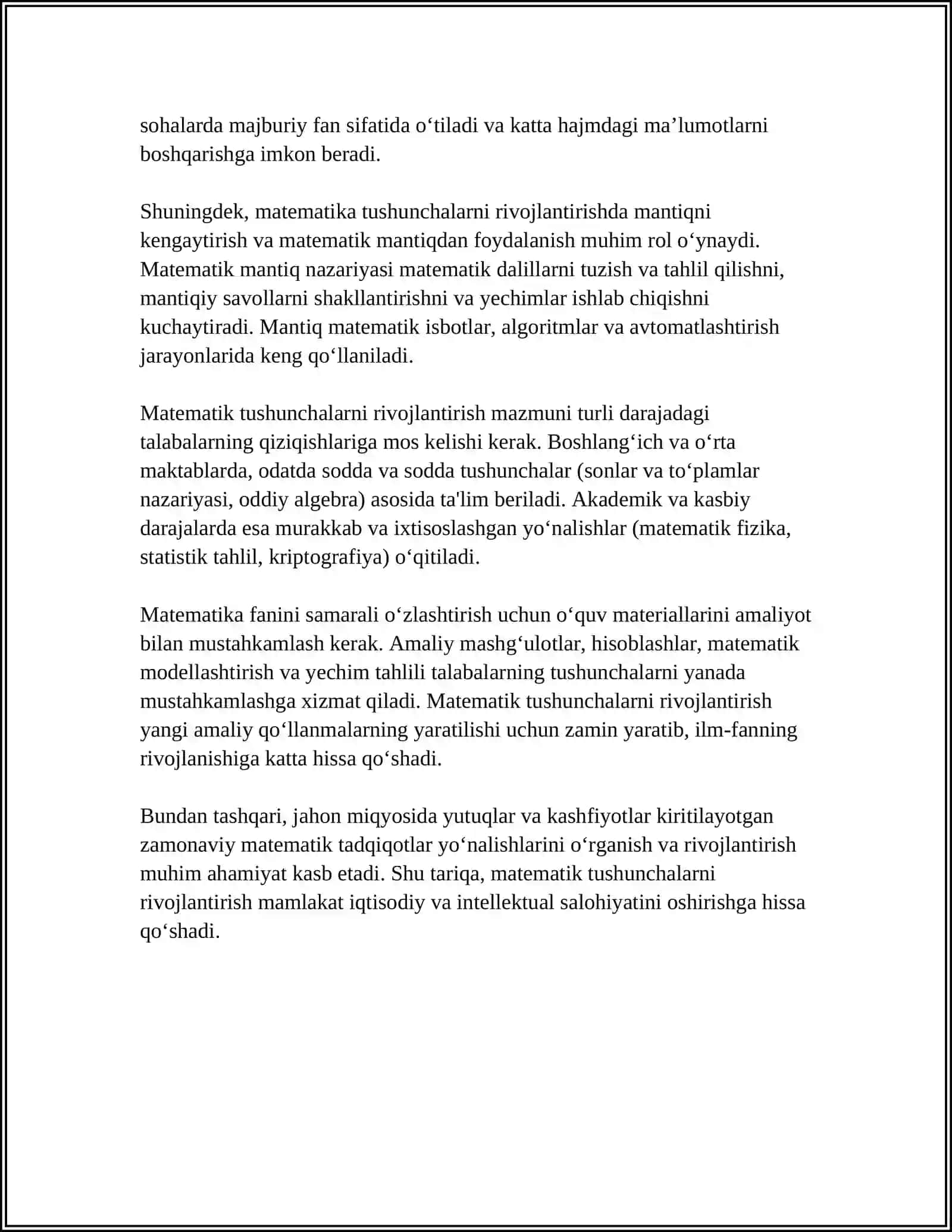 MATAM TUSHUNCHALARINI RIVOJLANTIRISH 4