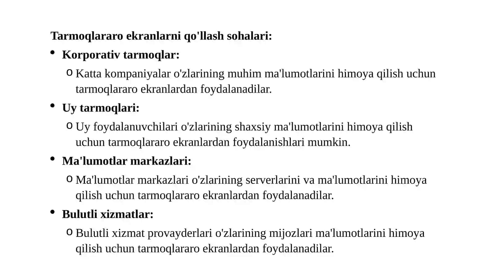 Tarmoqlararo Ekran Texnologiyasi 4