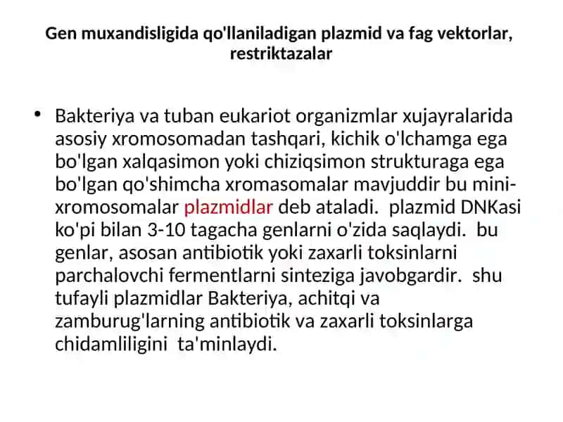 GEN MUHANDISLIGI VABIOTEXNOLOGIYA 4