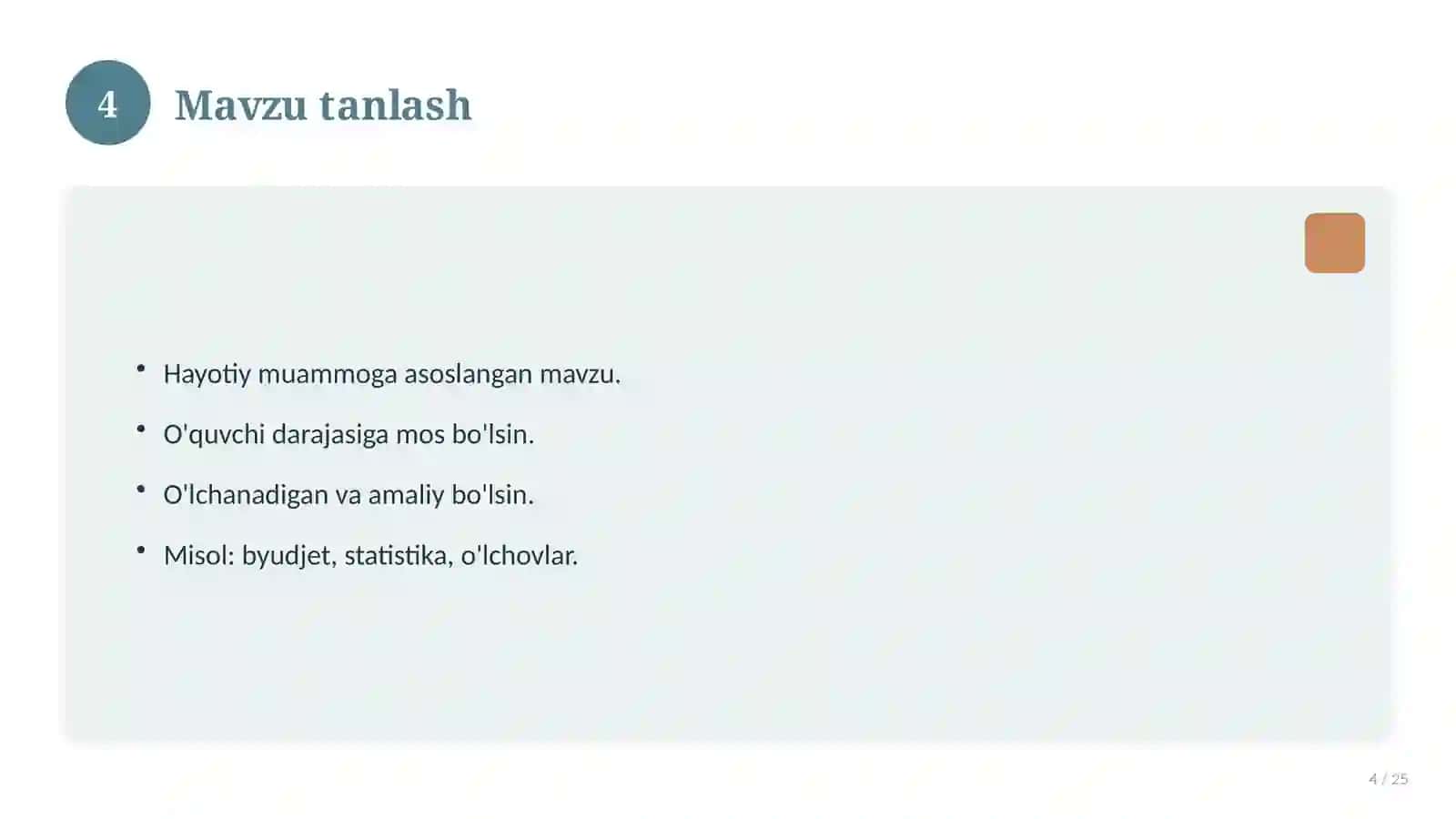 7-sinf matematika fanidan Loyiha ish 4