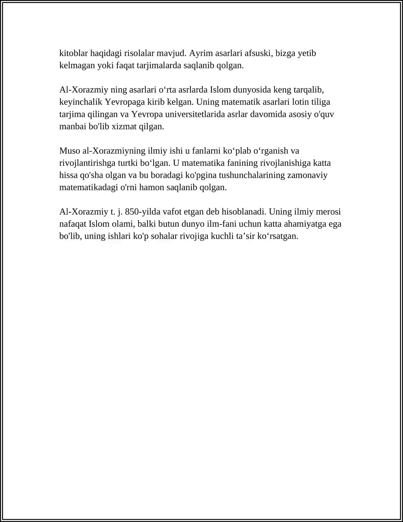 MUSO AL-XORAZMIY REFERAT 4