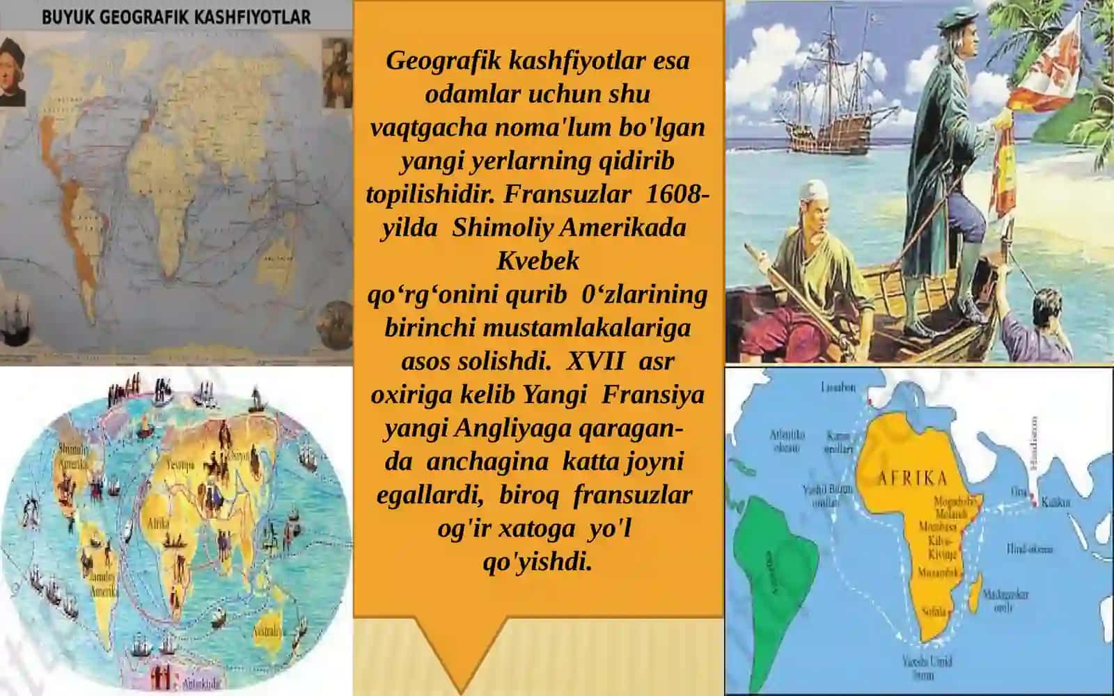 8-sinf Jahon tarixi Buyuk geografik kashfiyotlar va ularning tarixiy ahamiyati dars taqdimot 4
