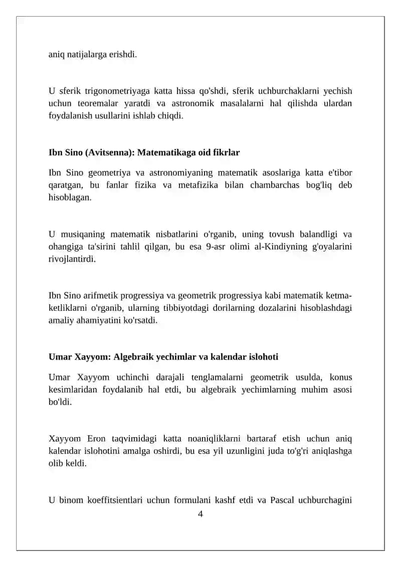 Oʻrta asr sharq allomalarining matematikaga qoʻshgan hissalari 4