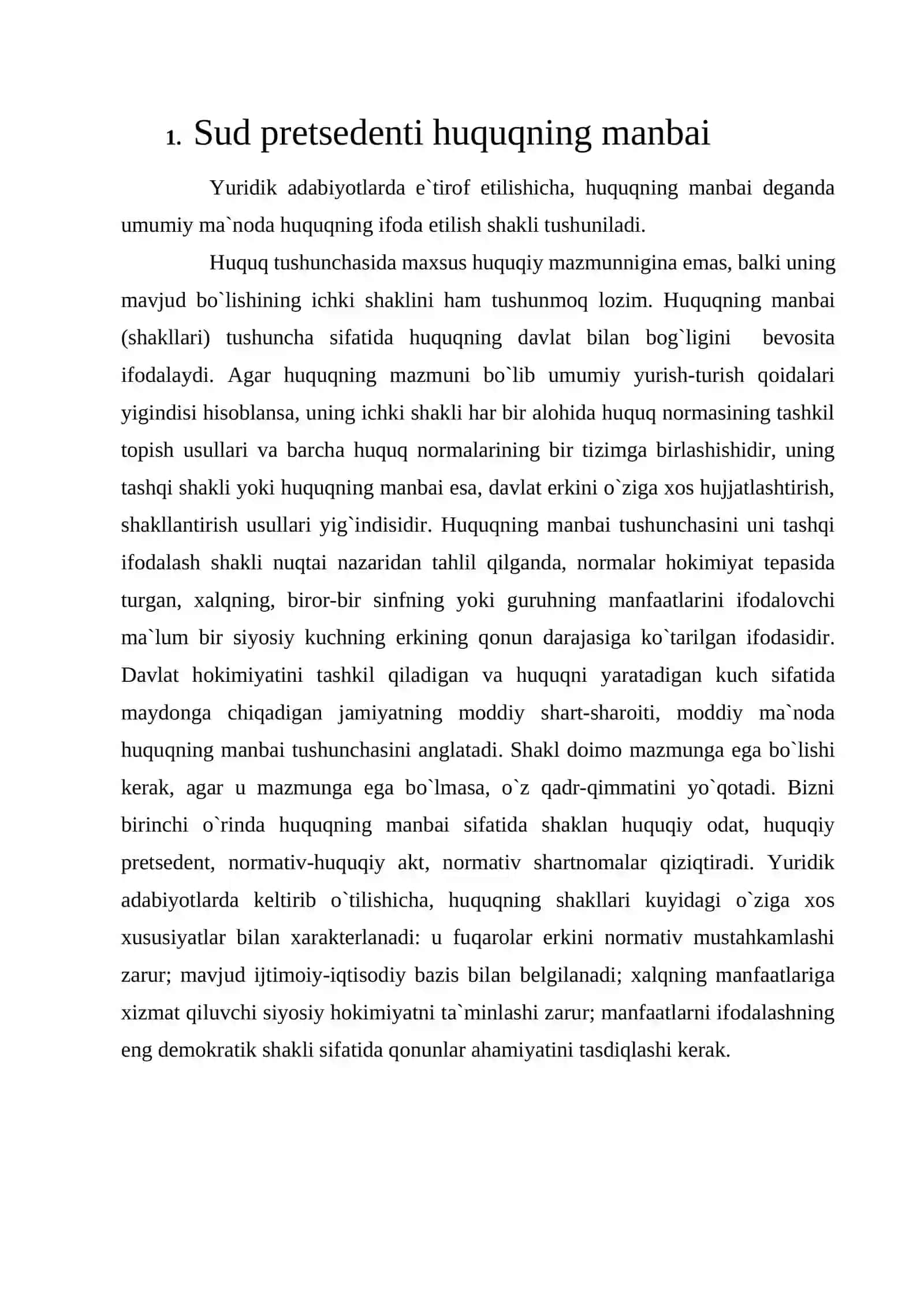 Sud pretsedenti huquqning manbai sifatida 4