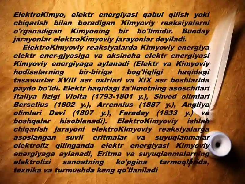 Elektrokimyoviy ishlab chiqarish. 4