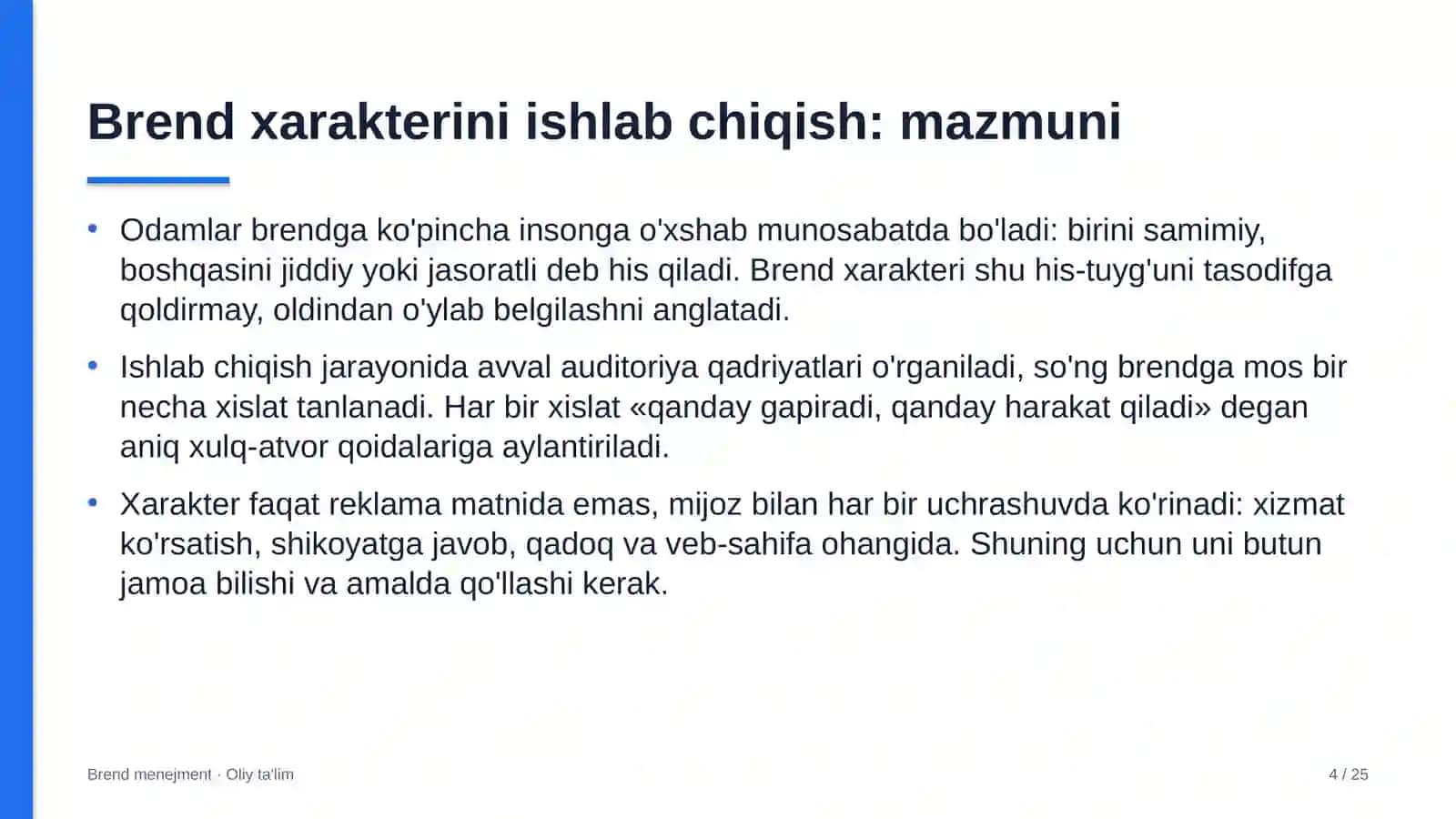Brend menejment · Oliy ta'lim 4