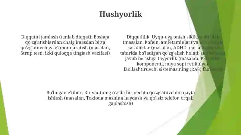 Diqqat turlari va uning xususiyatlari 4