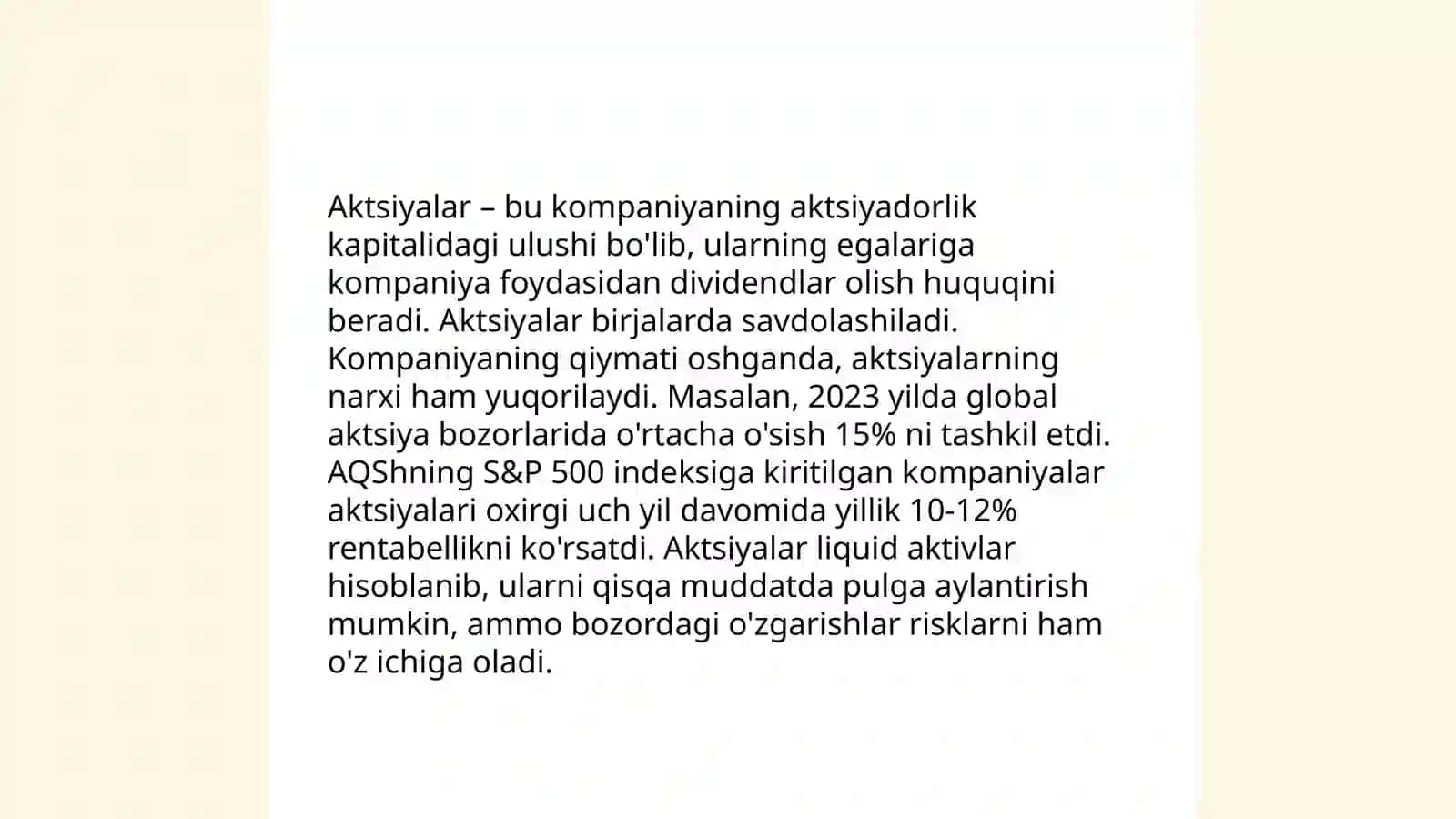 Qimmatli qog'ozlarning tasnifi 4