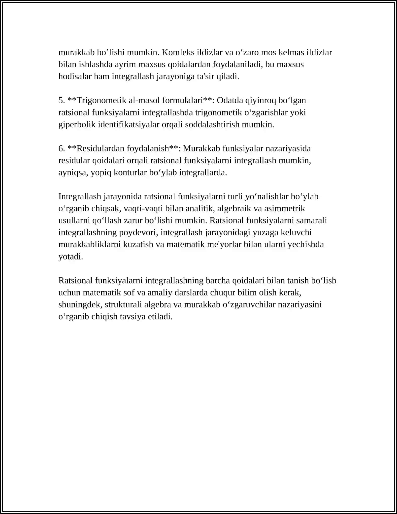 RATSIONAL FUNKSIYANI INTEGRALLASH 4