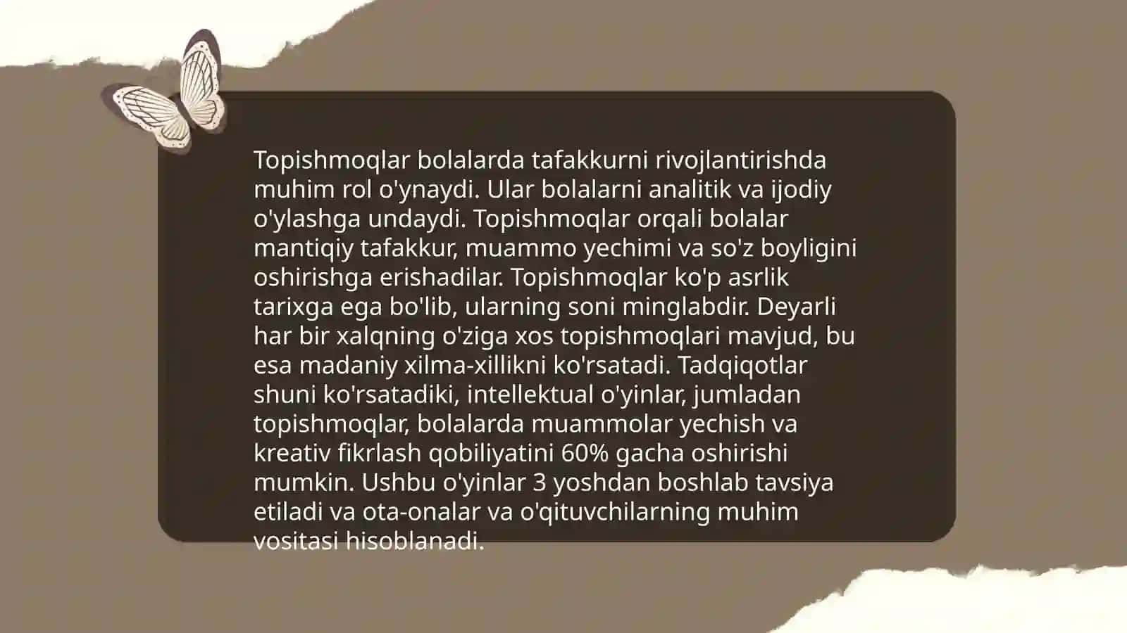 Maqol,topishmoq va tez aytishlarning tarbiyaviy axamiyati 4