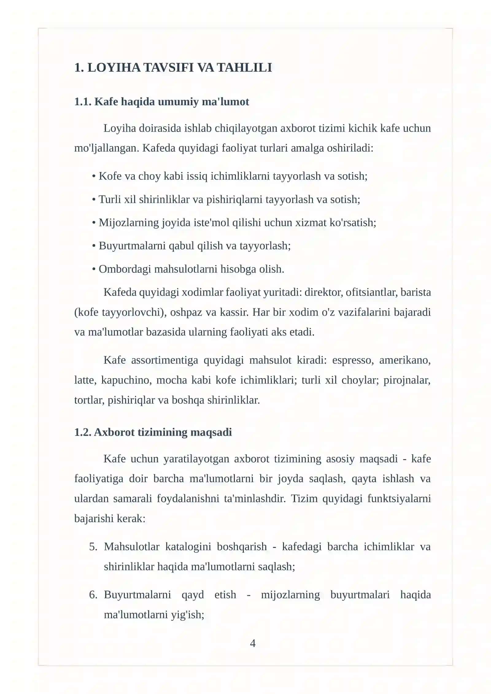 Tanlangan soha uchun axborot tizimini loyihalash 4