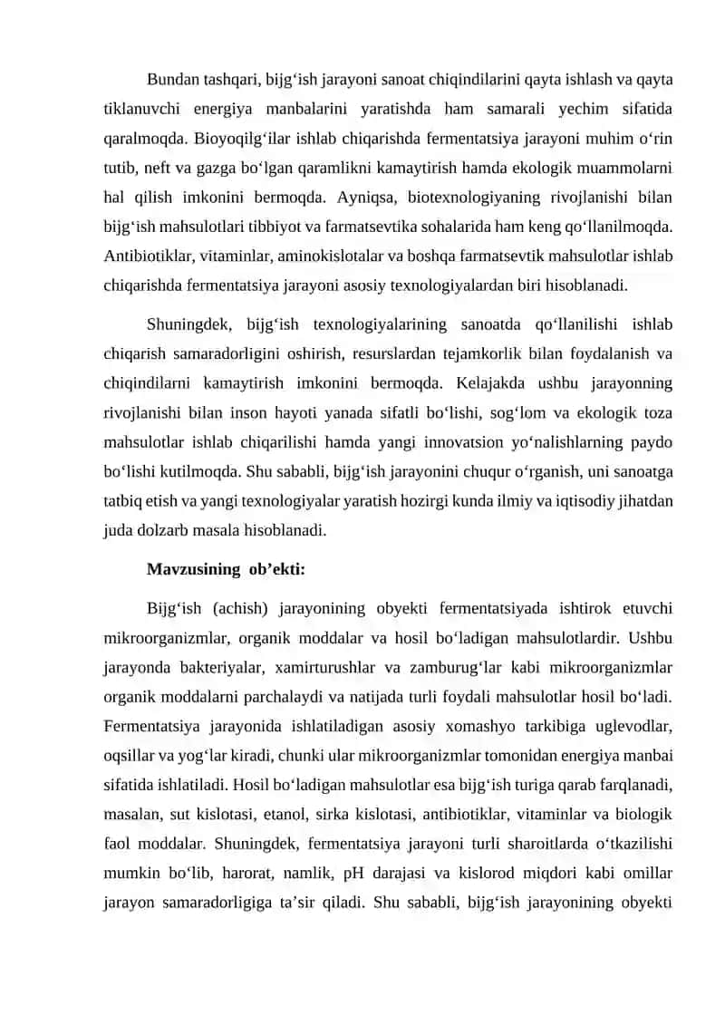 Bijg'ish (achish) mahsulotlarini olinishi 4