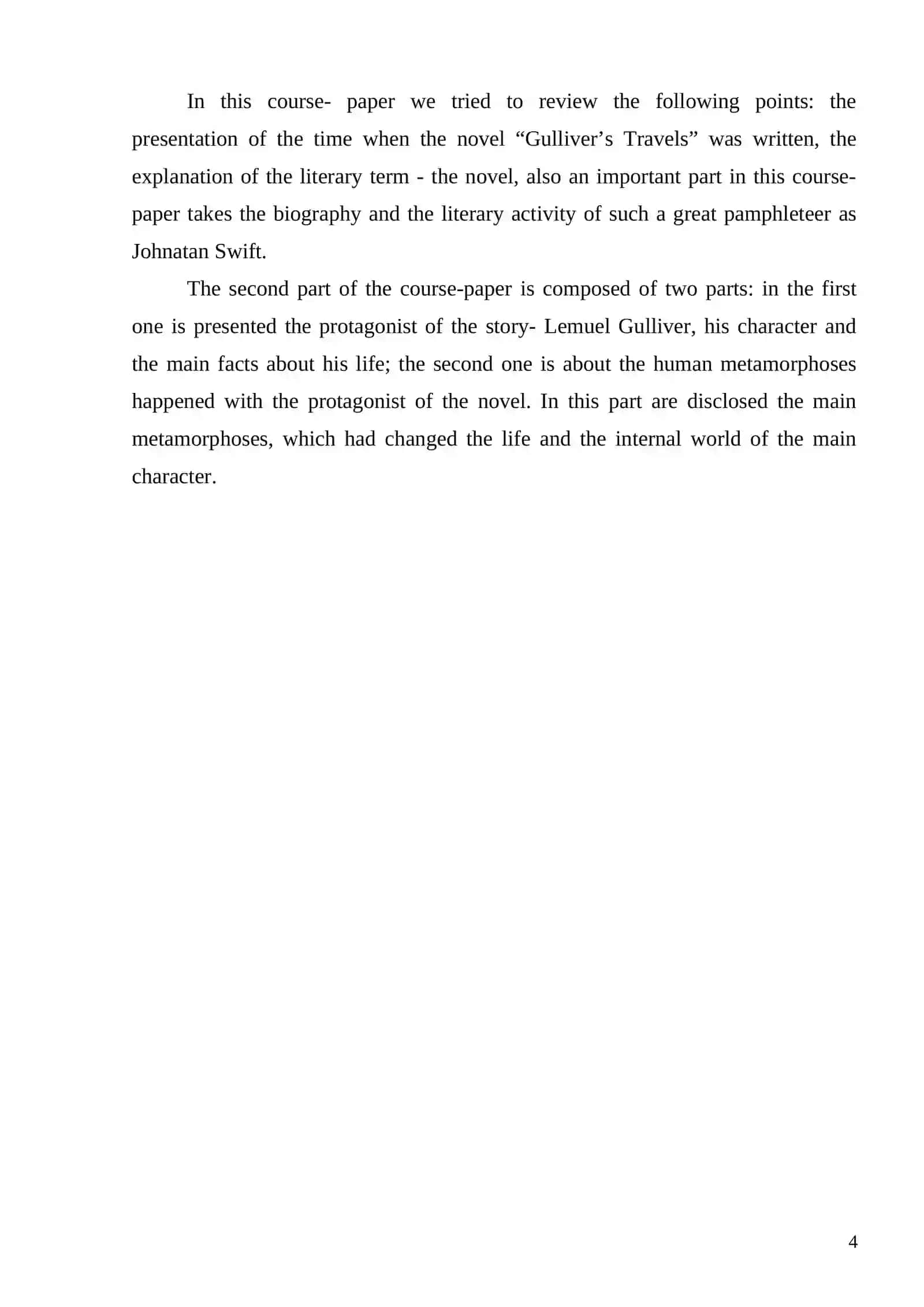 Analysis of “Gulliver’ Travels” 4