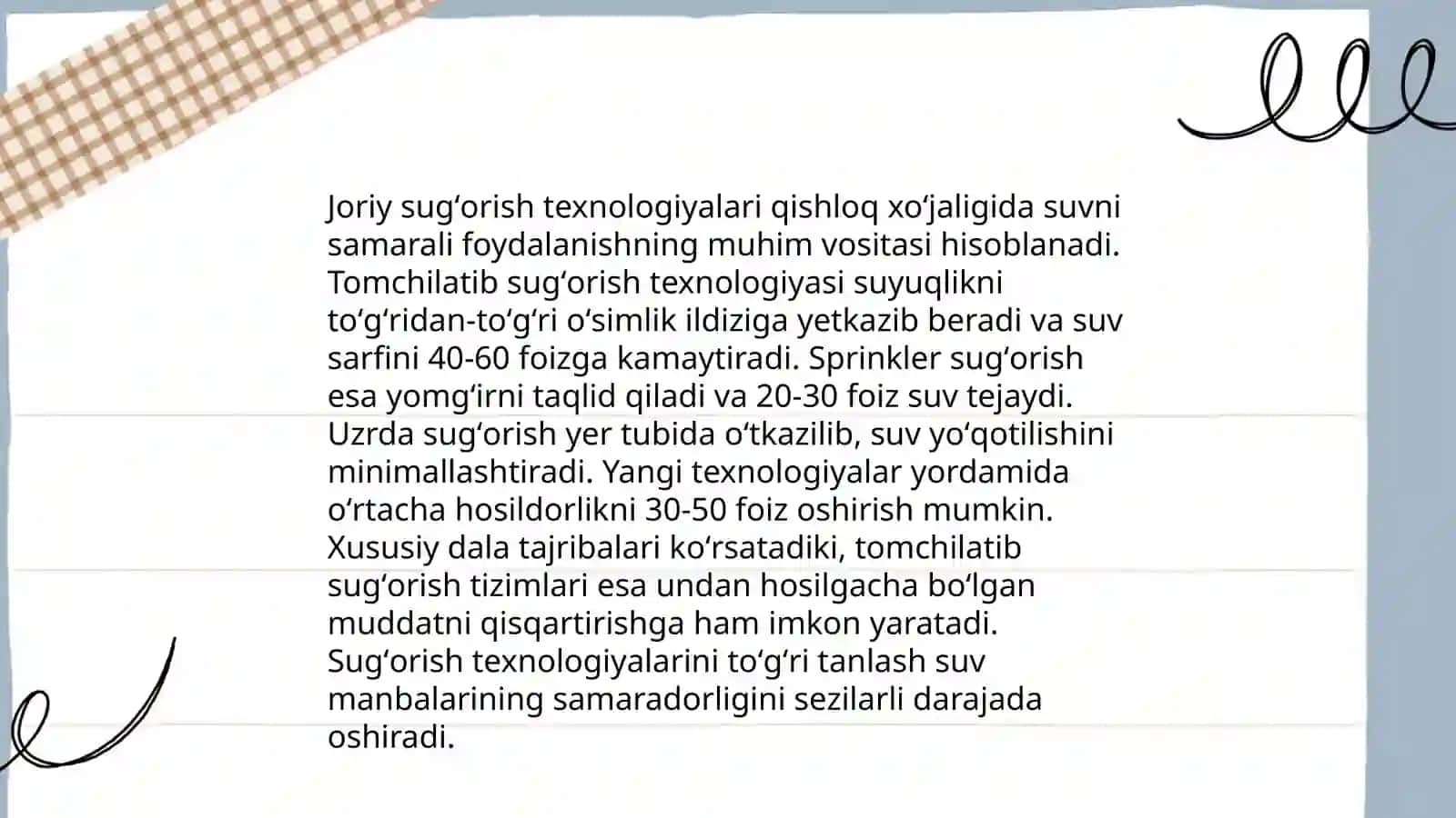 Suvni Tejaydigan Sugʻorish Texnologiyalari 4