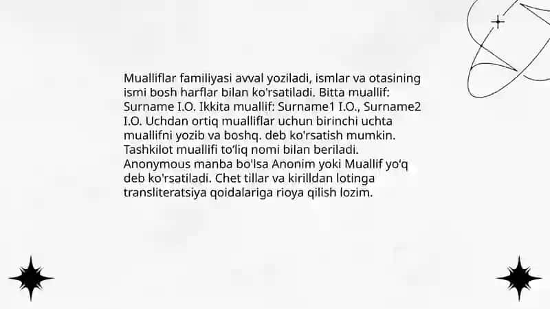 Bibliografik ro'yxat tuzish qoidalari 4