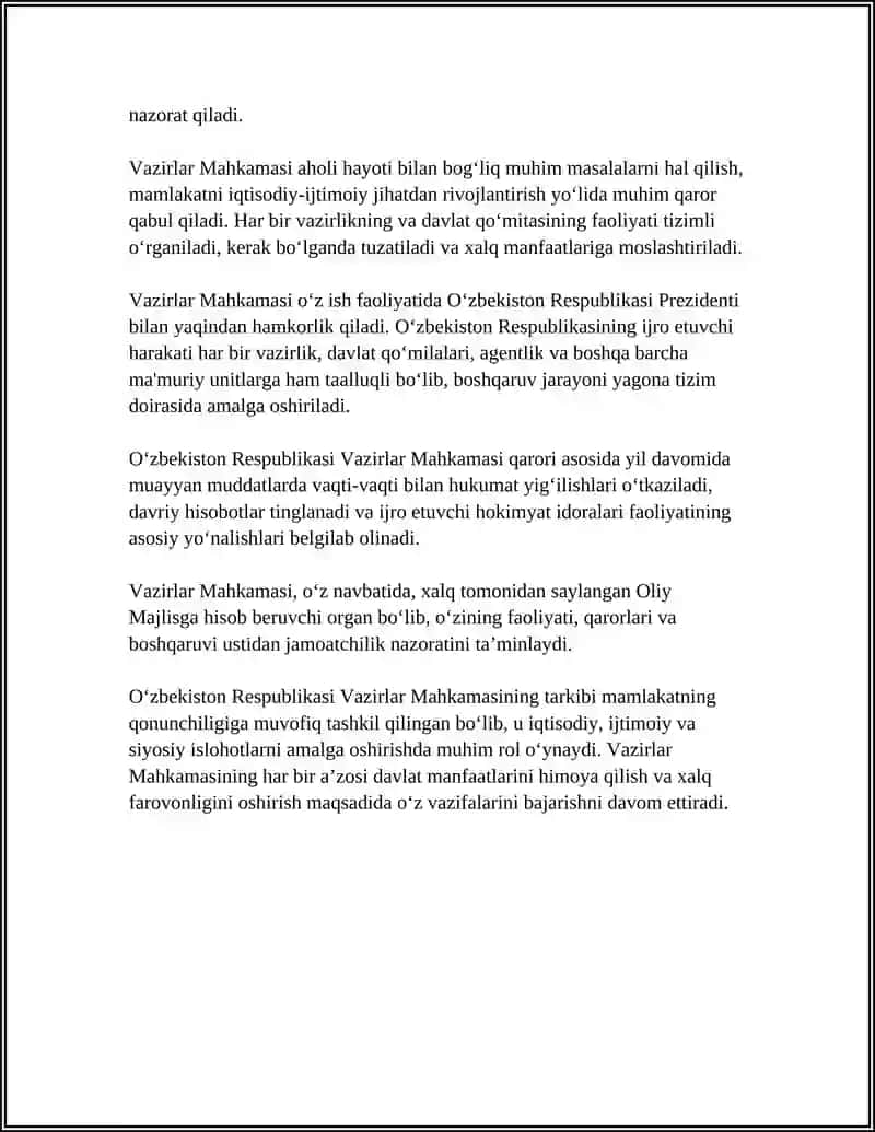 Oʻzbekiston Respublikasi Vazirlar Mahkamasi 4