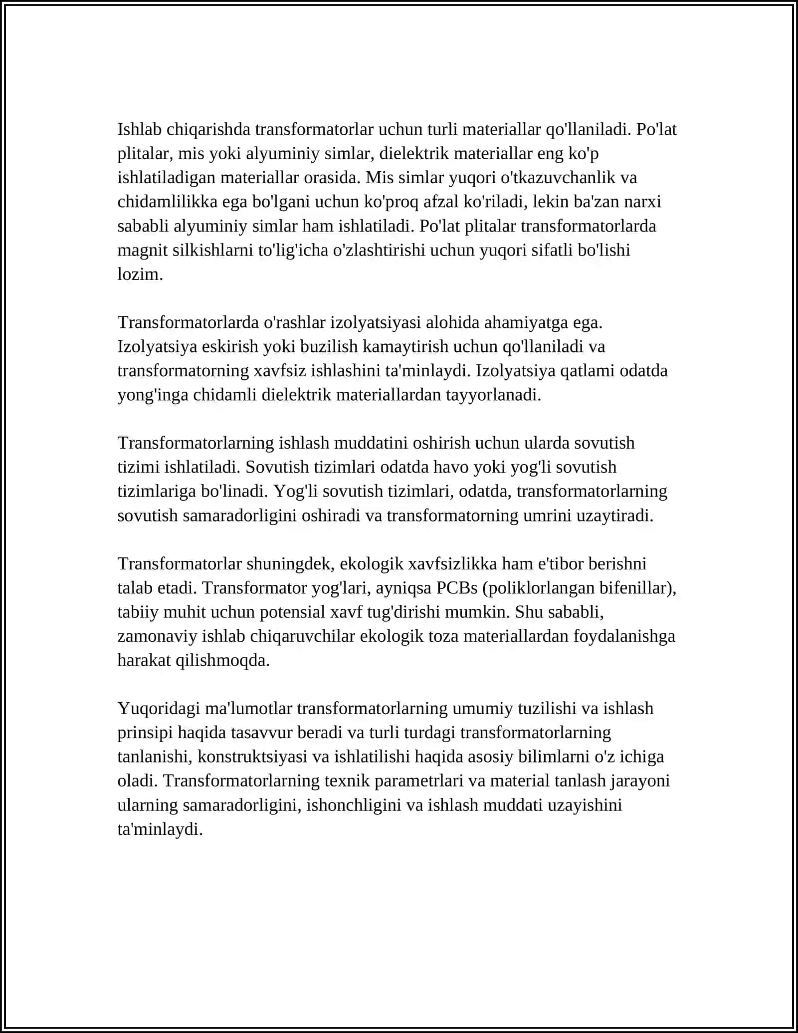TRANSFORMATORLAR ISHLASH TEXNOLOGIYASI 4