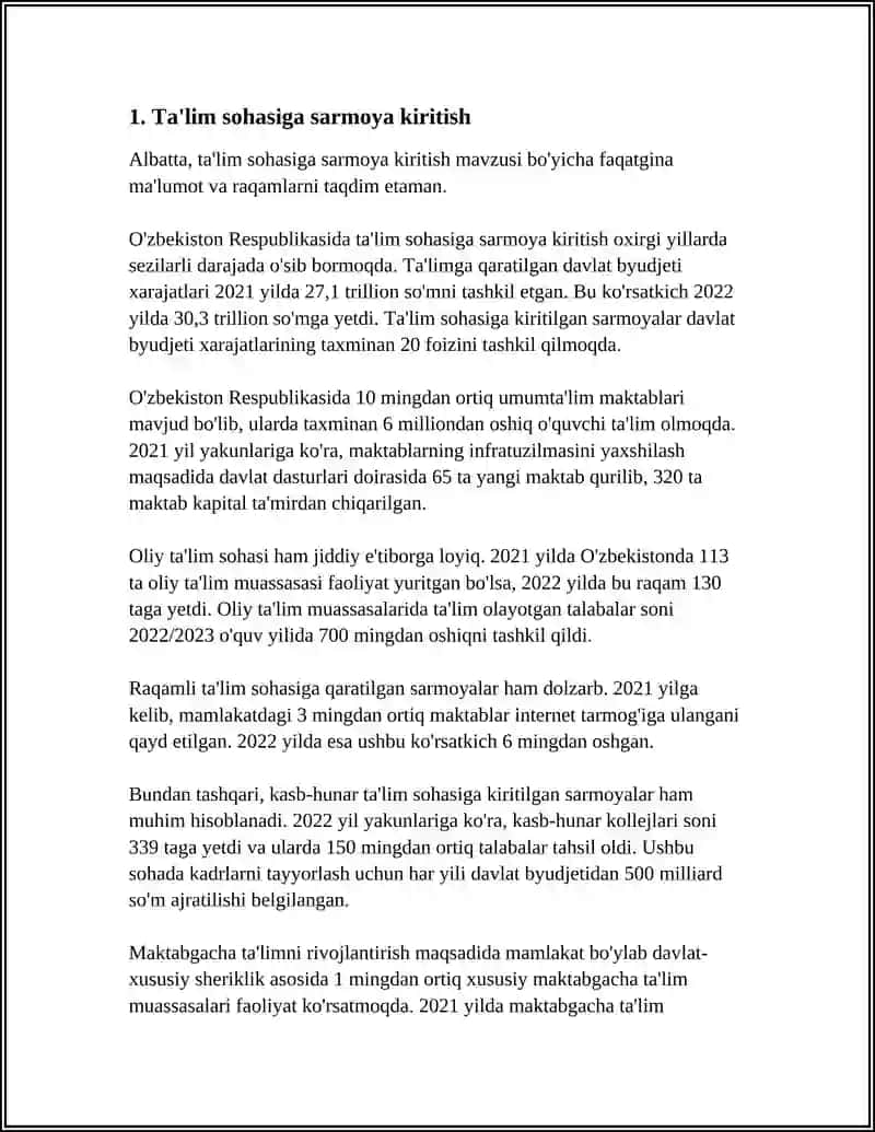 KELAJAK UCHUN SARMOYALAR KIRITISH 4