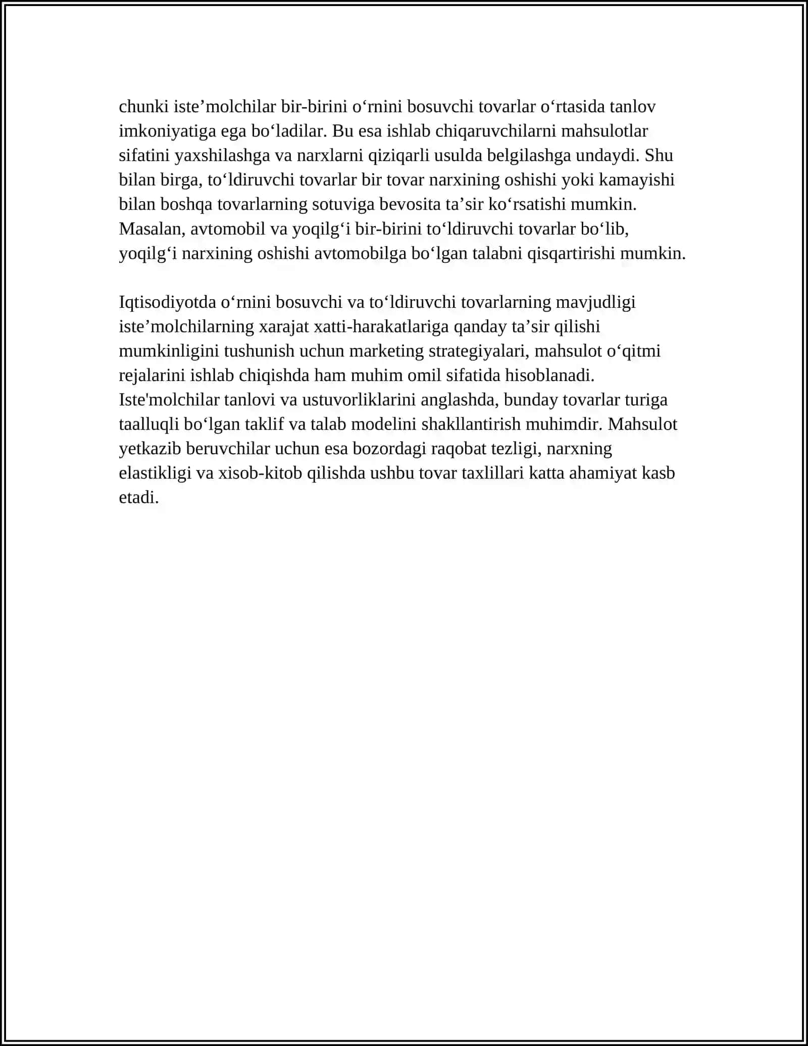 O‘RNINI BOSUVCHI VA TÕLDIRUVCHI TOVARLAR 4