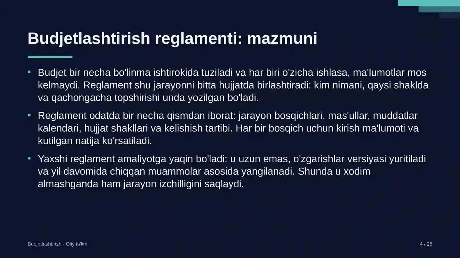 Ko'prik qurilishida budjetlashtirish reglamentini ishlab chiqish 4