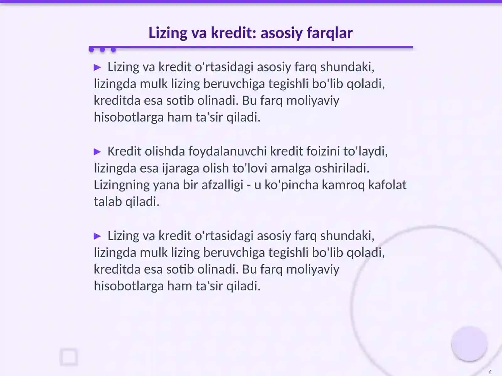 Lizing va uning investitsiyalarni moliyalashtirishdagi roli 4