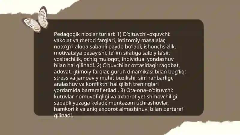 Pedagogik nizolar va ularni bartaraf etish tehnologiyasi 4
