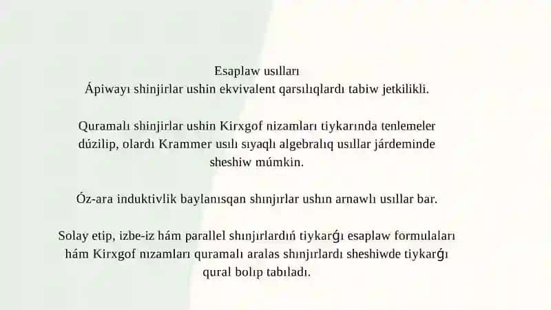 Izbe-iz,parallel jalǵan shınjırlar 4