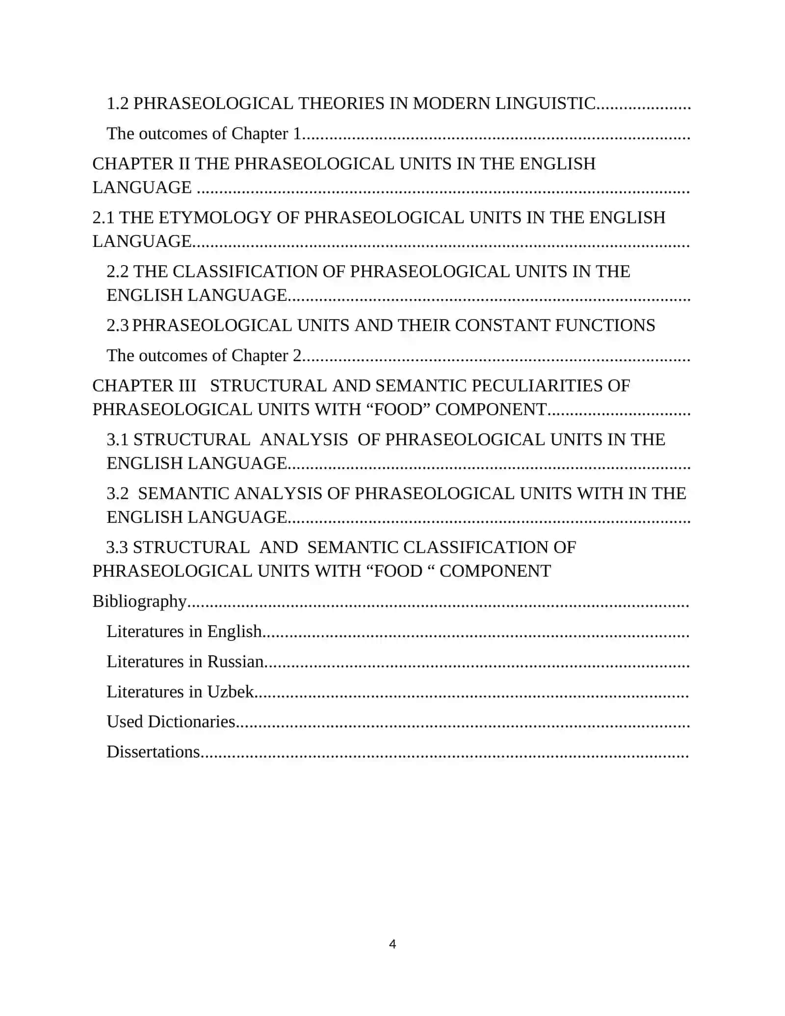 STRUCTURAL AND SEMANTIC PECULIARITIES OF PHRASEOLOGICAL UNITS WITH “FOOD” COMPONENT IN THE ENGLISH LANGUAGE 4