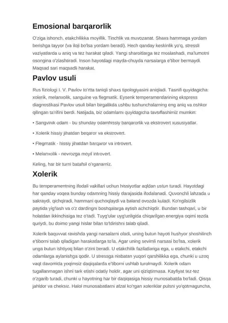 Temperament va asab tizimi xususiyatlari diagnostikasi 4