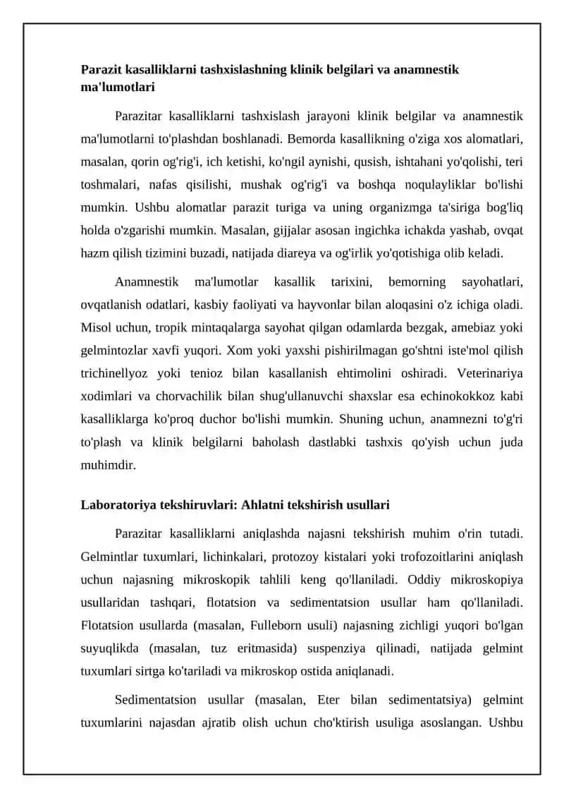 Parazitar kasalliklarning diagnostik usullari 4