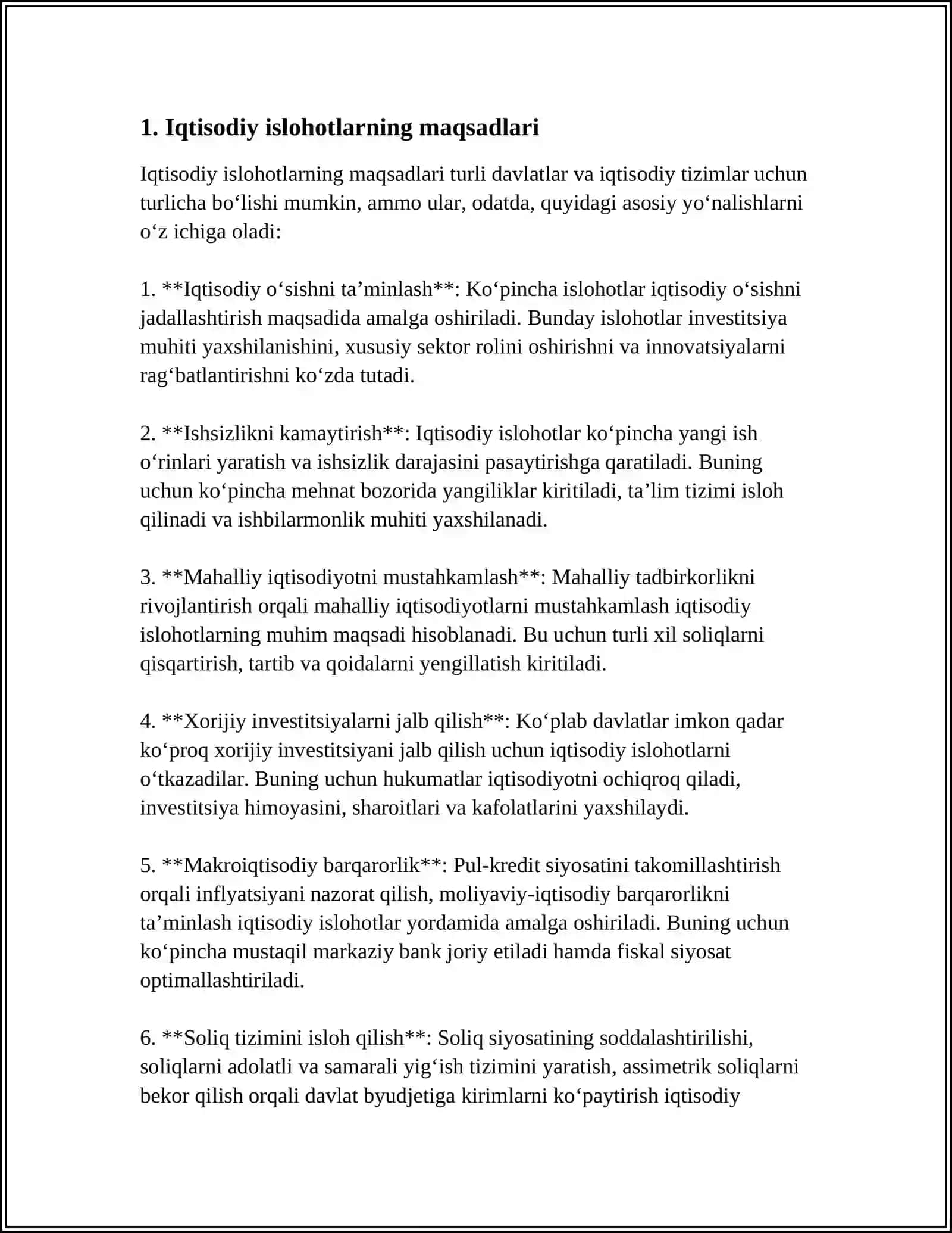 Iqtisodiy islohotlar 4