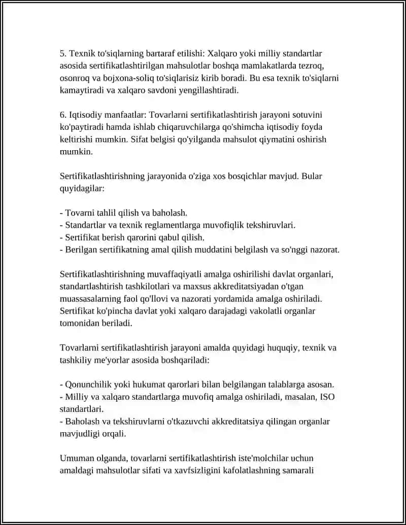TOVARLARNI SERTIFIKATLASHTIRISH 4