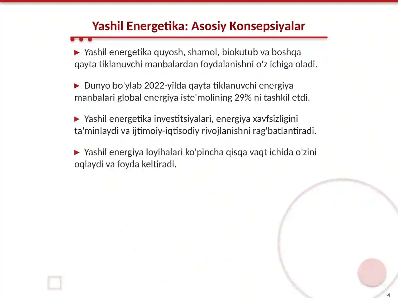 Yashil Investitsiya Loyihalarini Baholash 4